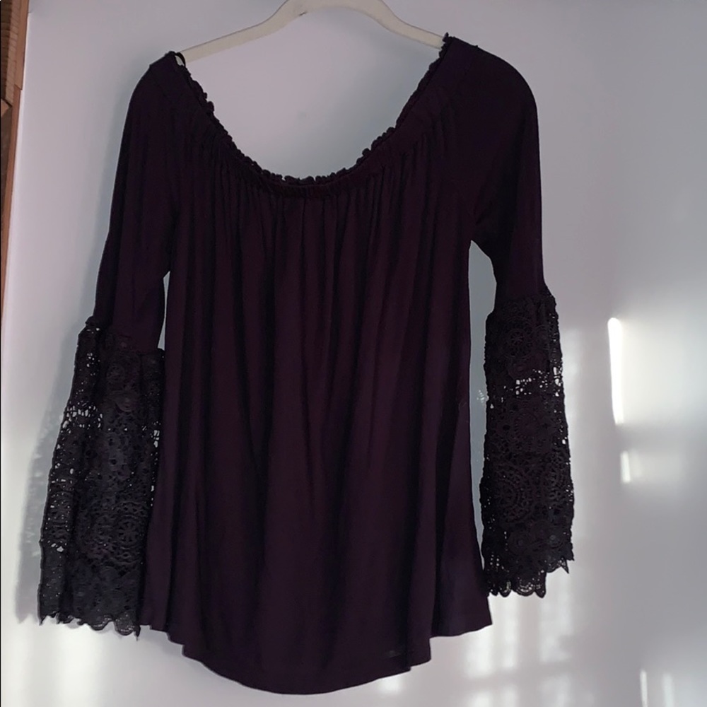 Loft Off the Shoulder Lace sleeve top